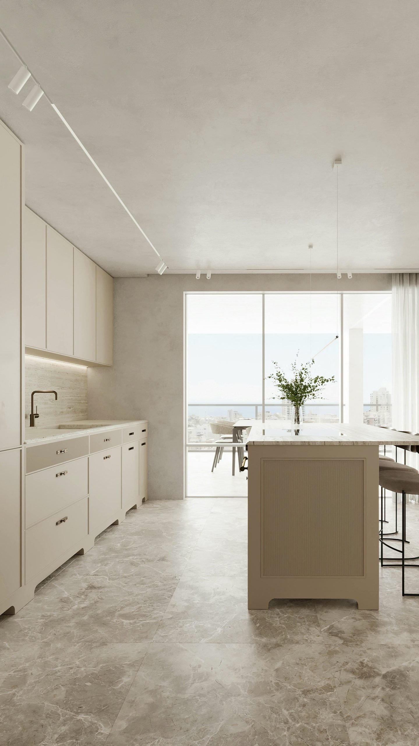 Isla de cocina en marmol calacatta
