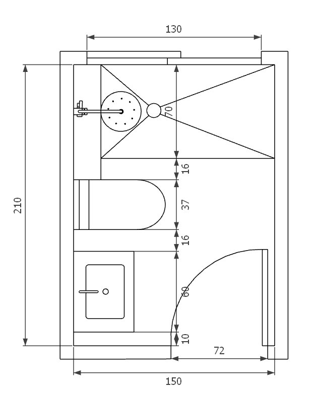 Plano 2D de baño